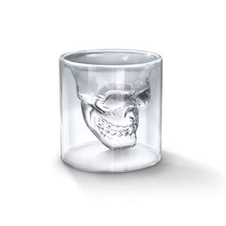 Vaso de chupito de vidrio en forma de calavera Fred & Friends., DOOMED calavera de cristal